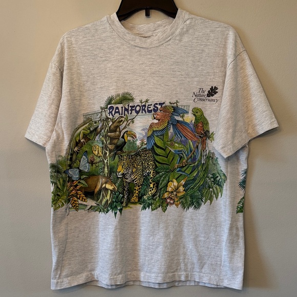 Hanes Beefy Other - Vintage Nature Conservancy Rainforest Graphic Tee Single Stitch